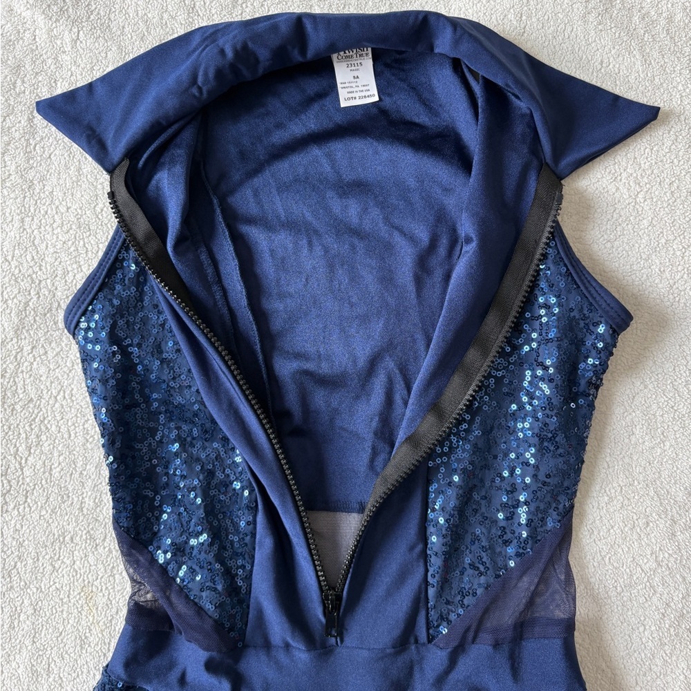 A Wish Come True Midnight Blue Sequin Dance Costume Jumpsuit, Adult Small - Picture 11 of 11